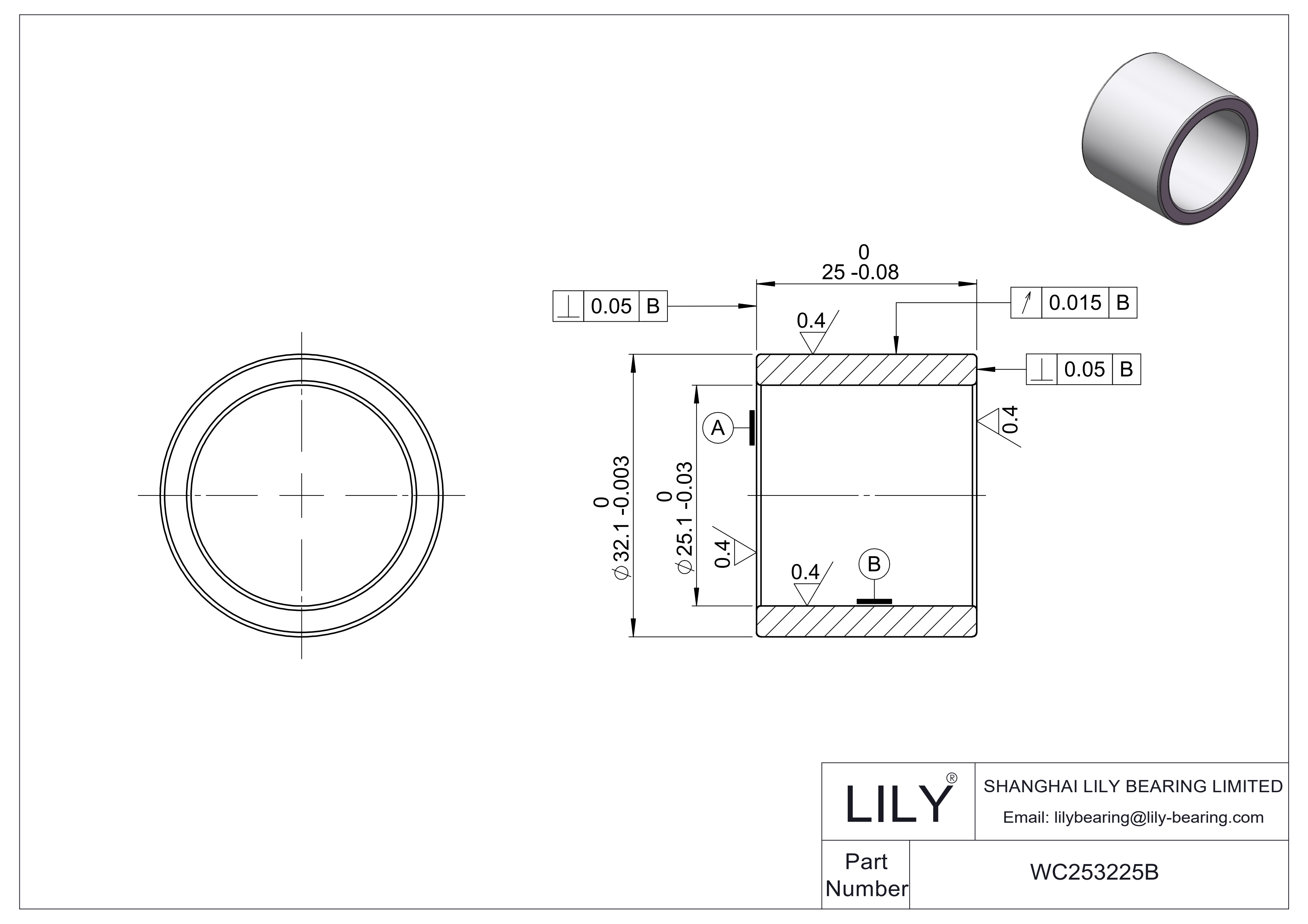 WC253225B Tungsten Carbide (WC) Components cad drawing